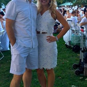 Two Piece White Aqua Set